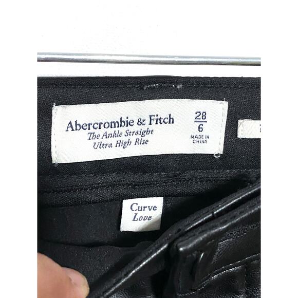 Abercrombie The Ankle Straight Ultra High Rise Pants 28/6 Vegan Leather Pleather - Picture 6 of 8